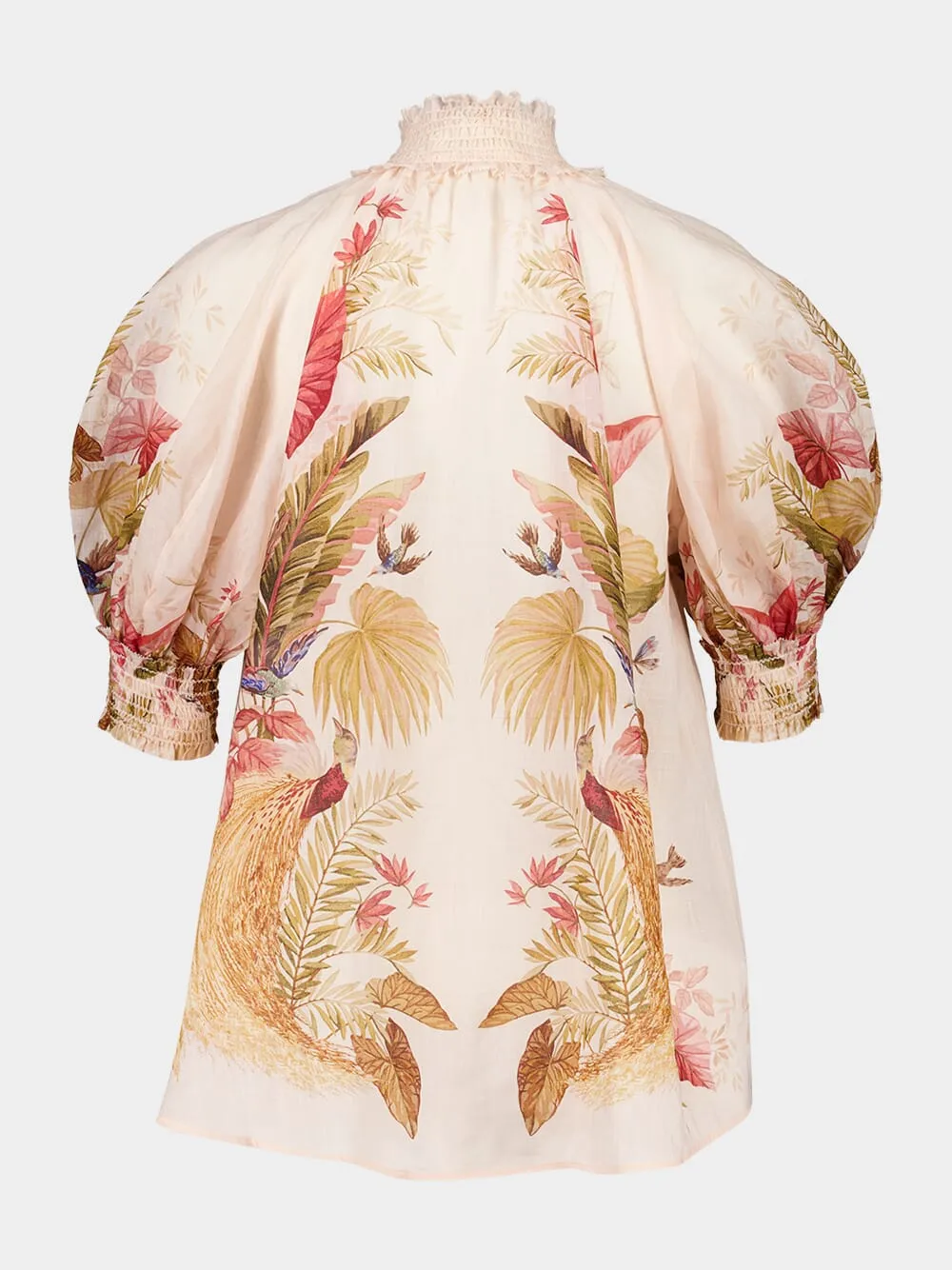 Cream Palm Floral Ascension Billow Blouse sold by Fashion Clinic product image thumbnail 2