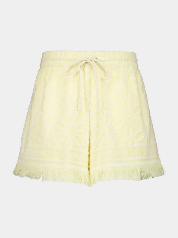 Yellow Cream Coco Towelling Shorts made by Zimmermann