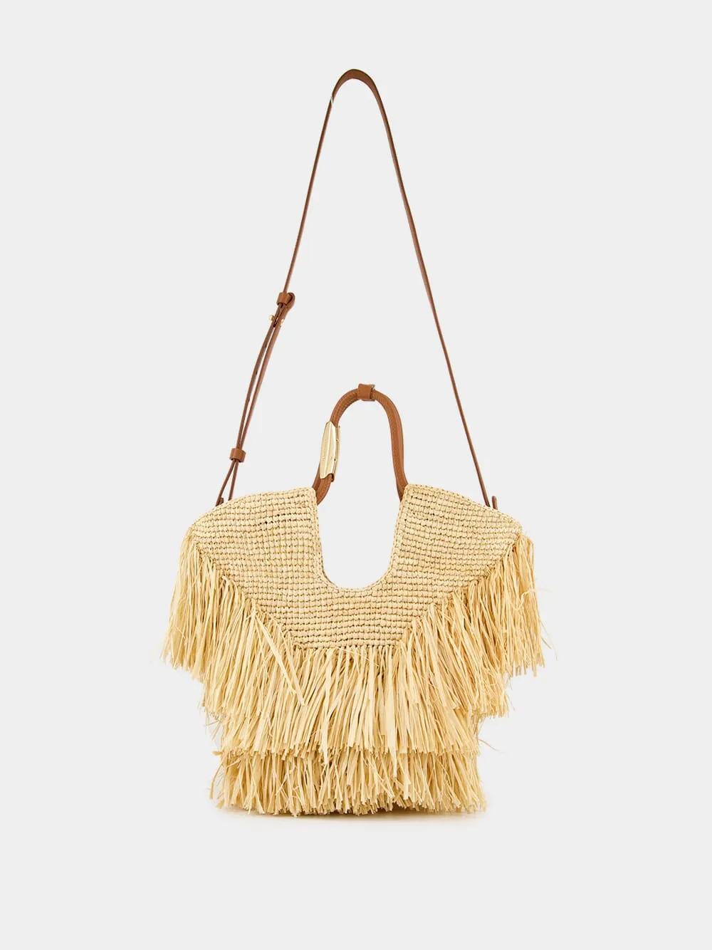 Natural Goldentime Small Raffia Fringe Tote sold by Fashion Clinic product image thumbnail 3
