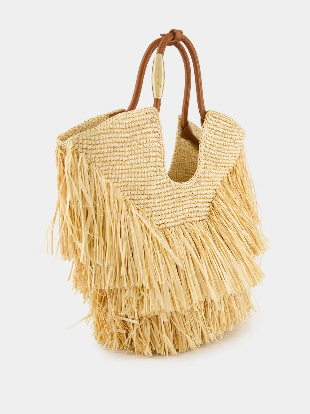 Natural Goldentime Small Raffia Fringe Tote sold by Fashion Clinic product image thumbnail 5