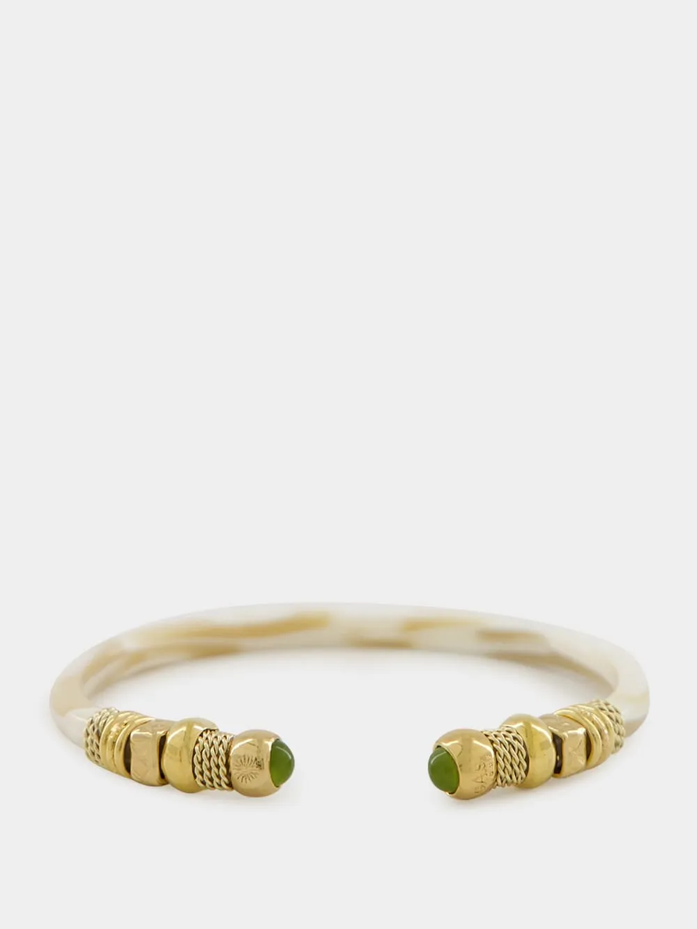 Gold and White Sari Open Bangle sold by Fashion Clinic