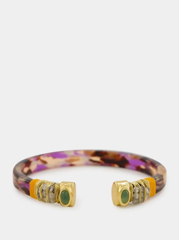 Orange Multicoloured Sarina Open Bangle sold by Fashion Clinic