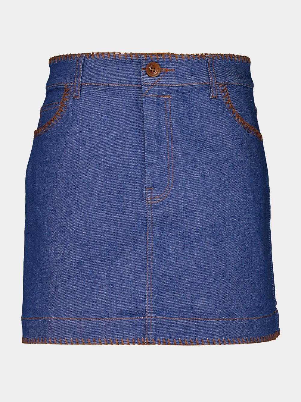 Railway Blue Ascension Mini Denim Skirt sold by Fashion Clinic