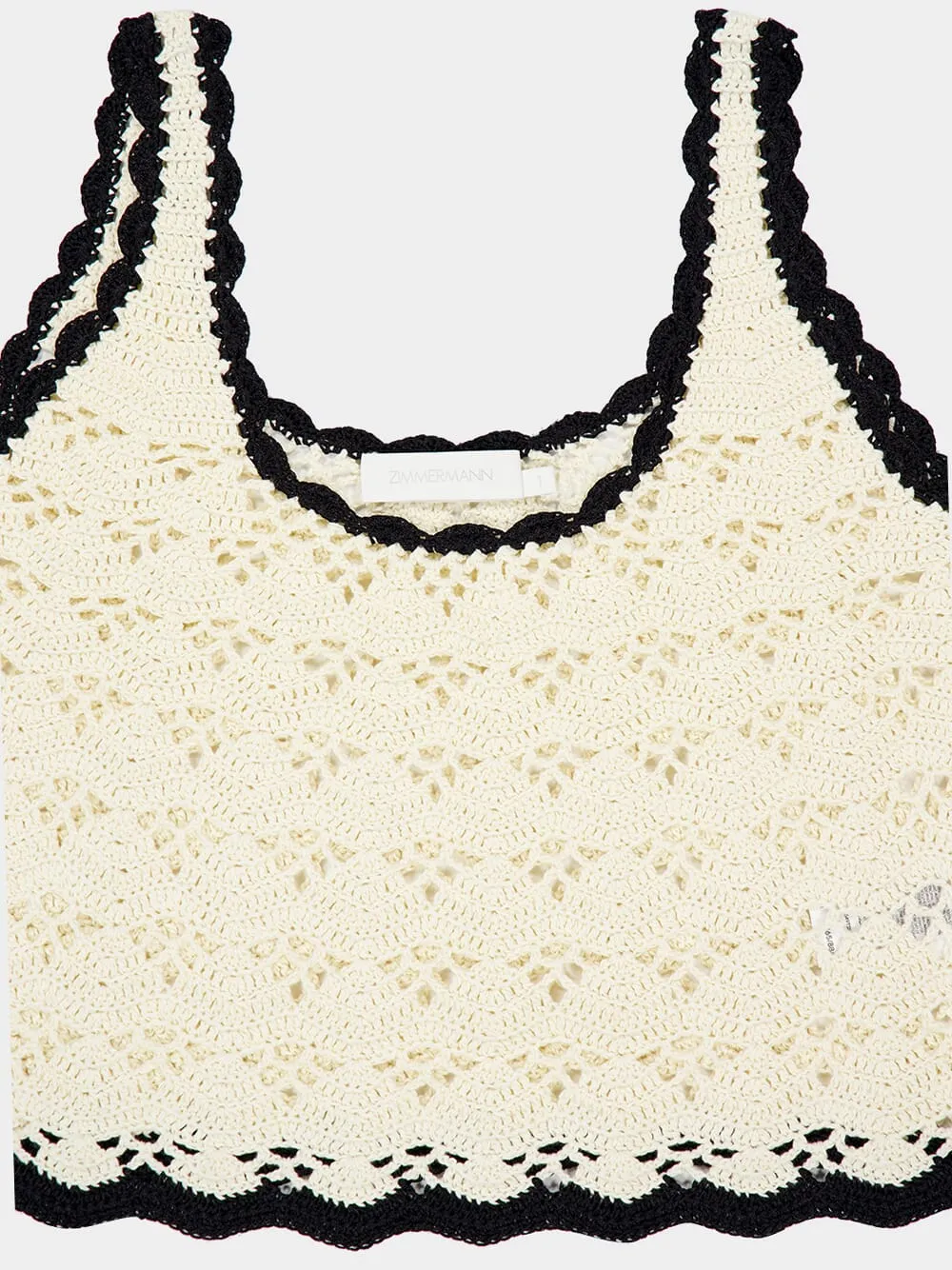 Cream and Black Rhiannon Crochet Tank sold by Fashion Clinic product image thumbnail 3