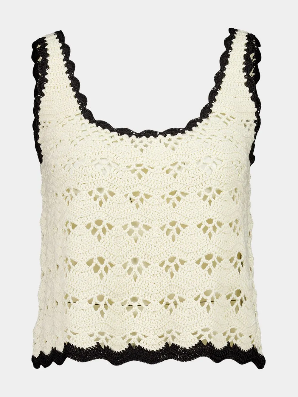 Cream and Black Rhiannon Crochet Tank sold by Fashion Clinic