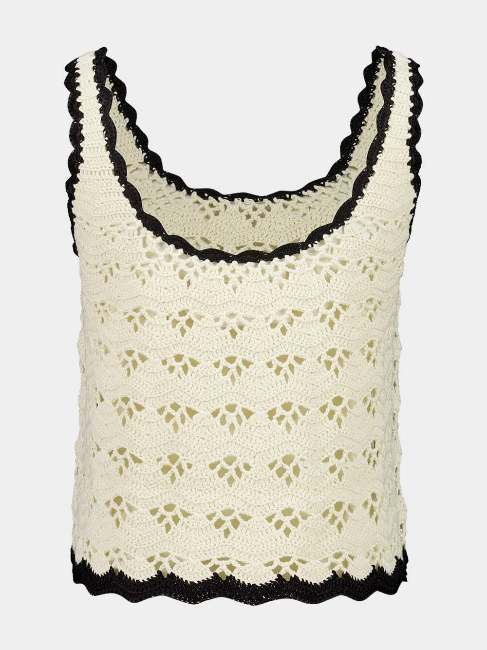 Cream and Black Rhiannon Crochet Tank sold by Fashion Clinic product image thumbnail 2