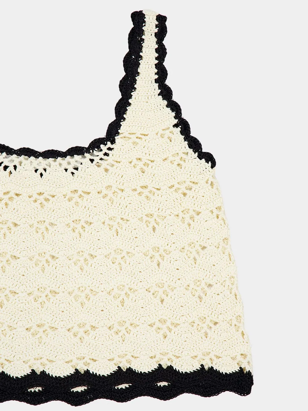 Cream and Black Rhiannon Crochet Tank sold by Fashion Clinic product image thumbnail 4