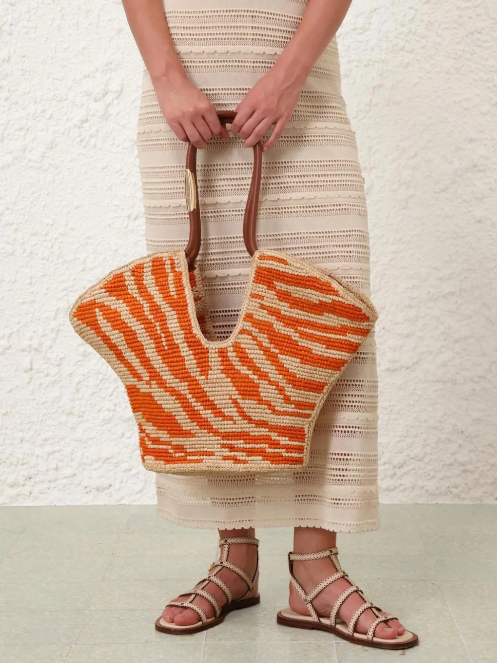 Goldentime Orange Zebra Medium Tote sold by Fashion Clinic product image thumbnail 4