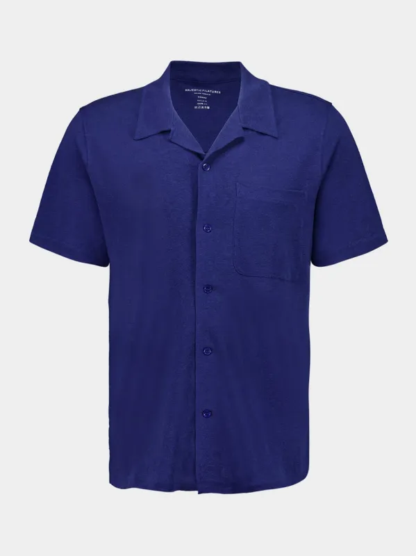 Blue Linen Short Sleeve Shirt sold by Fashion Clinic