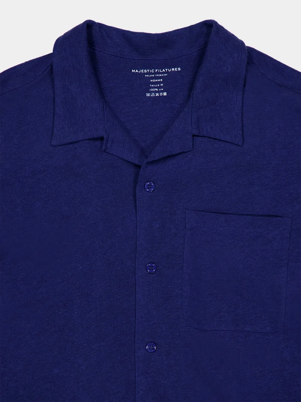 Blue Linen Short Sleeve Shirt sold by Fashion Clinic product image thumbnail 3