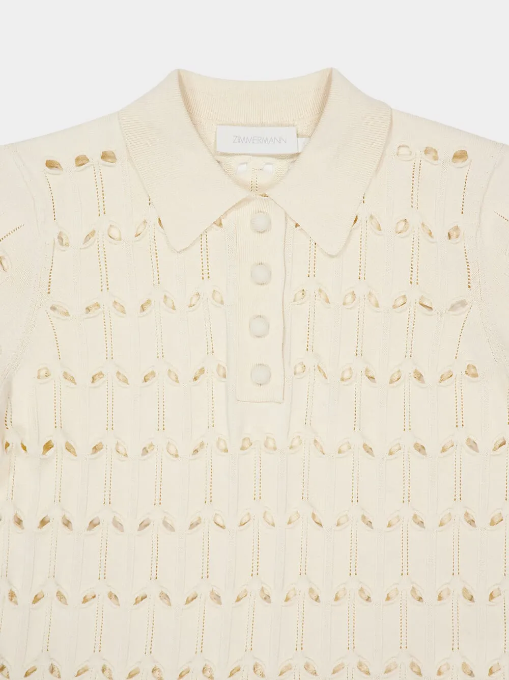 Cream Rhiannon Pointelle Polo sold by Fashion Clinic product image thumbnail 5