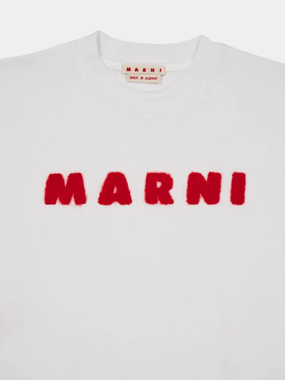 White Cotton T-shirt With Mohair Patches sold by Fashion Clinic product image thumbnail 3