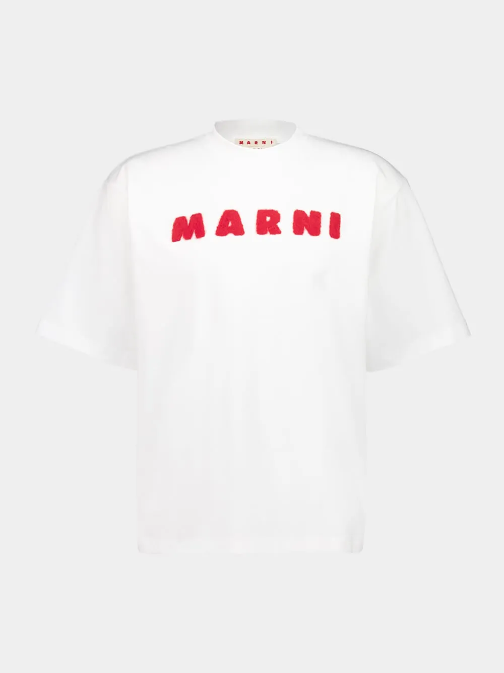 White Cotton T-shirt With Mohair Patches sold by Fashion Clinic