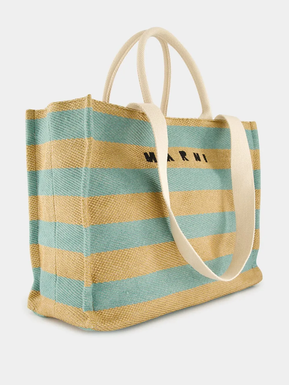 Large Basket Striped Tote Bag sold by Fashion Clinic product image thumbnail 3