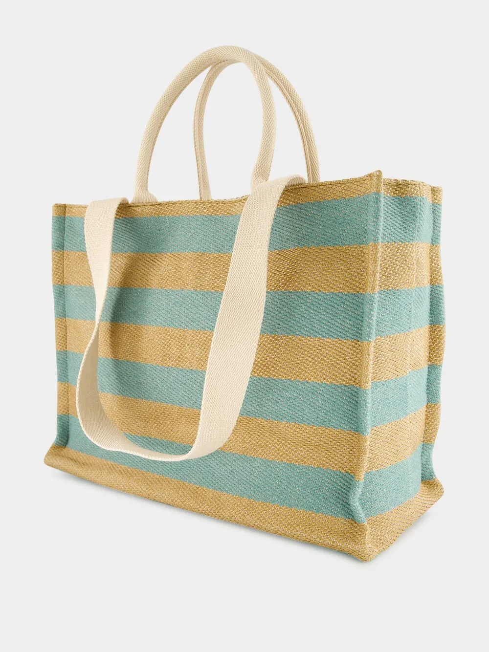 Large Basket Striped Tote Bag sold by Fashion Clinic product image thumbnail 5