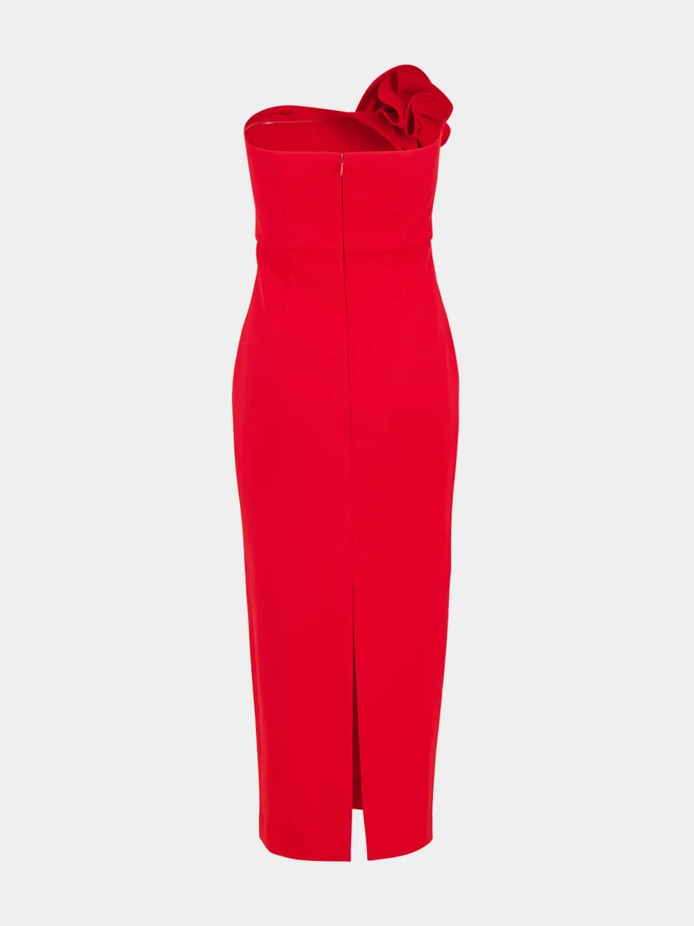 Strapless Flower Drape Crepe Midi Dress sold by Fashion Clinic product image thumbnail 4