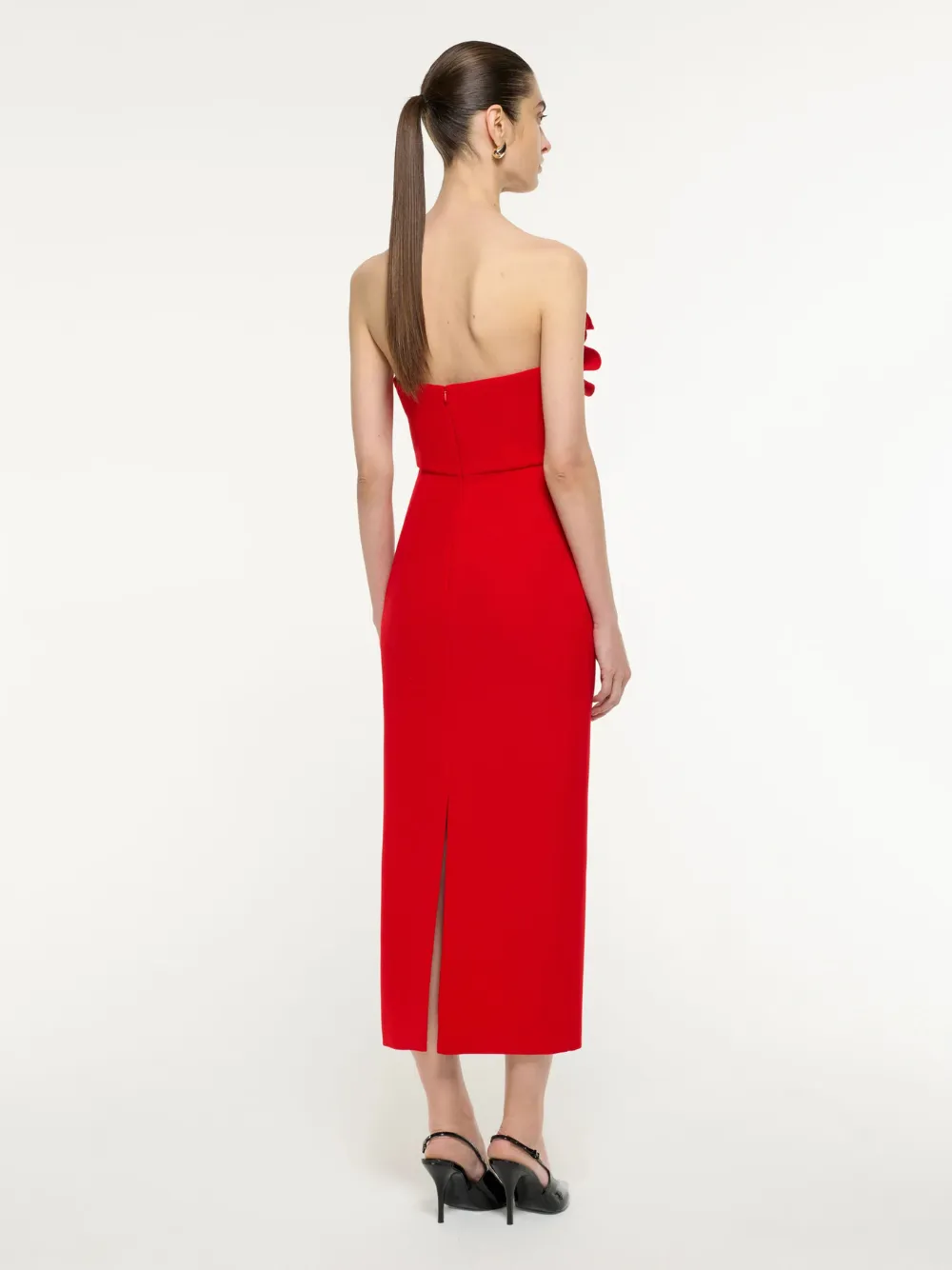 Strapless Flower Drape Crepe Midi Dress sold by Fashion Clinic product image thumbnail 3