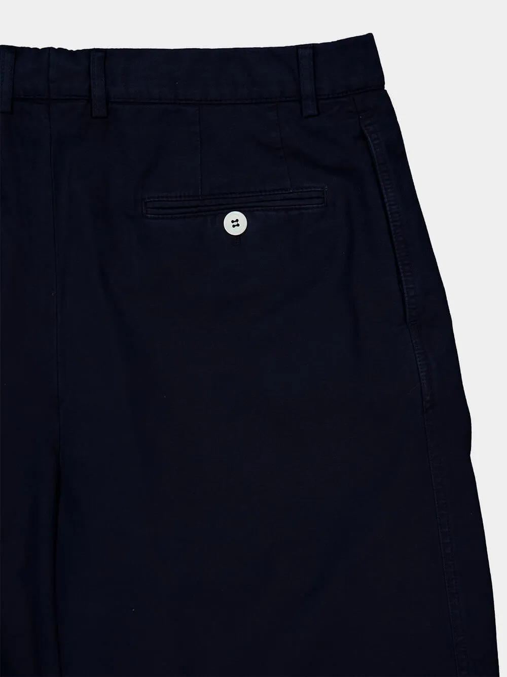 Navy Blue Tailored Woven Cotton Bermuda Shorts sold by Fashion Clinic product image thumbnail 4