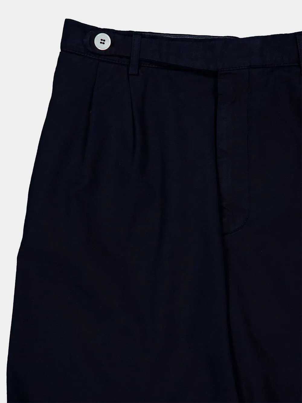Navy Blue Tailored Woven Cotton Bermuda Shorts sold by Fashion Clinic product image thumbnail 3