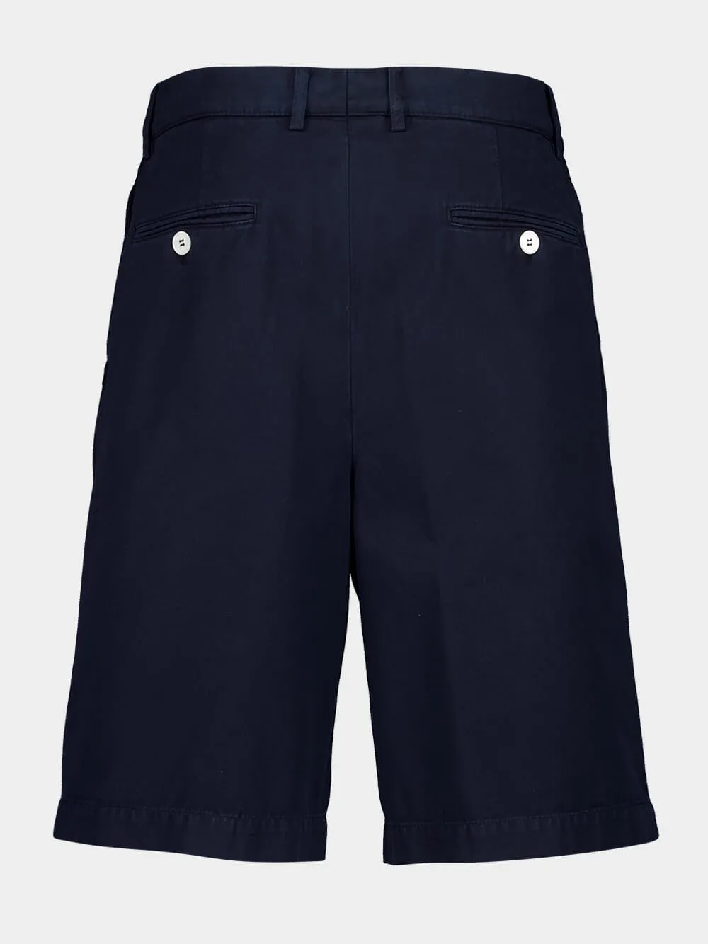 Navy Blue Tailored Woven Cotton Bermuda Shorts sold by Fashion Clinic product image thumbnail 2