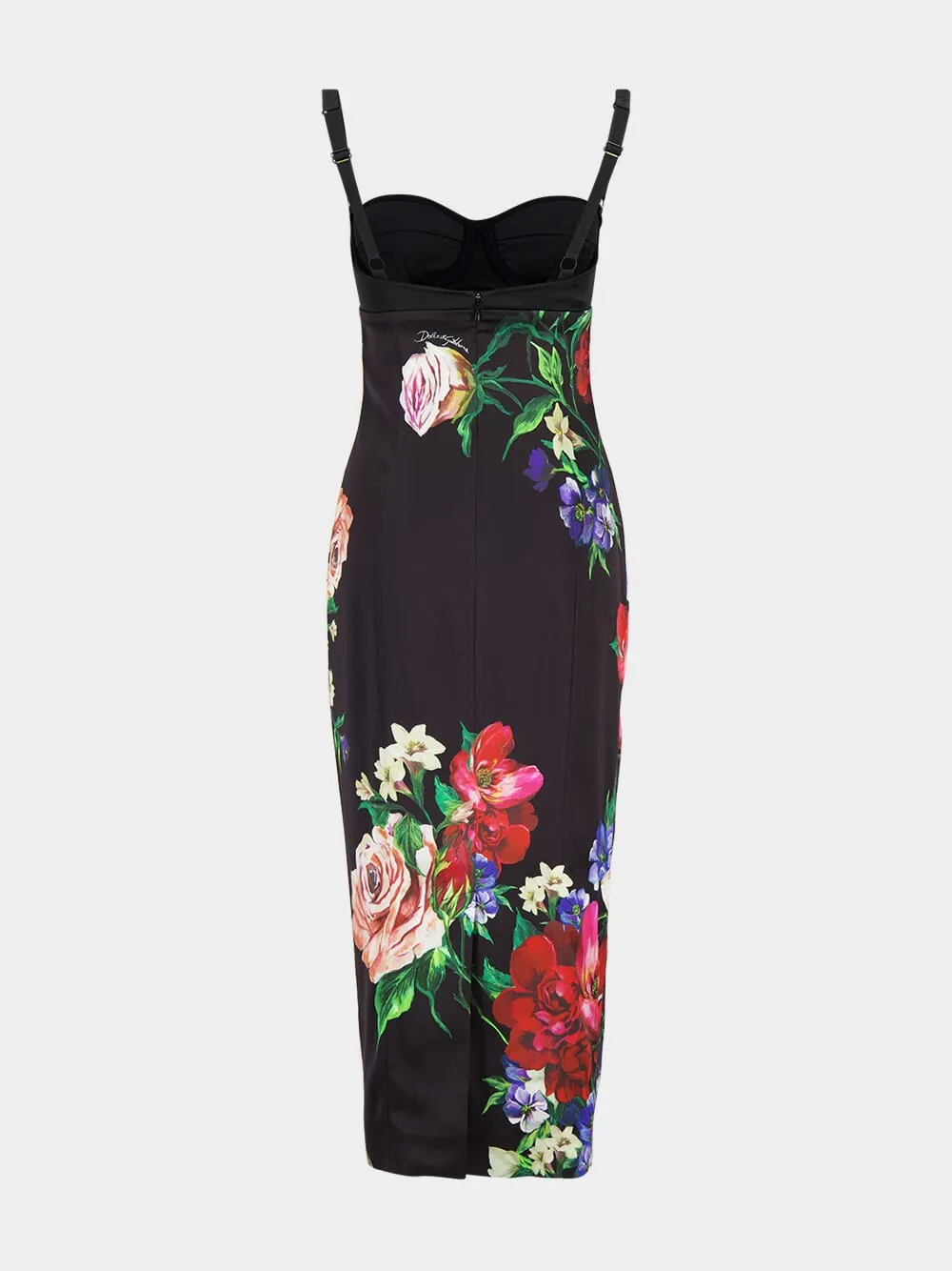 Black Floral Satin Slip Dress with Bra Detail sold by Fashion Clinic product image thumbnail 3