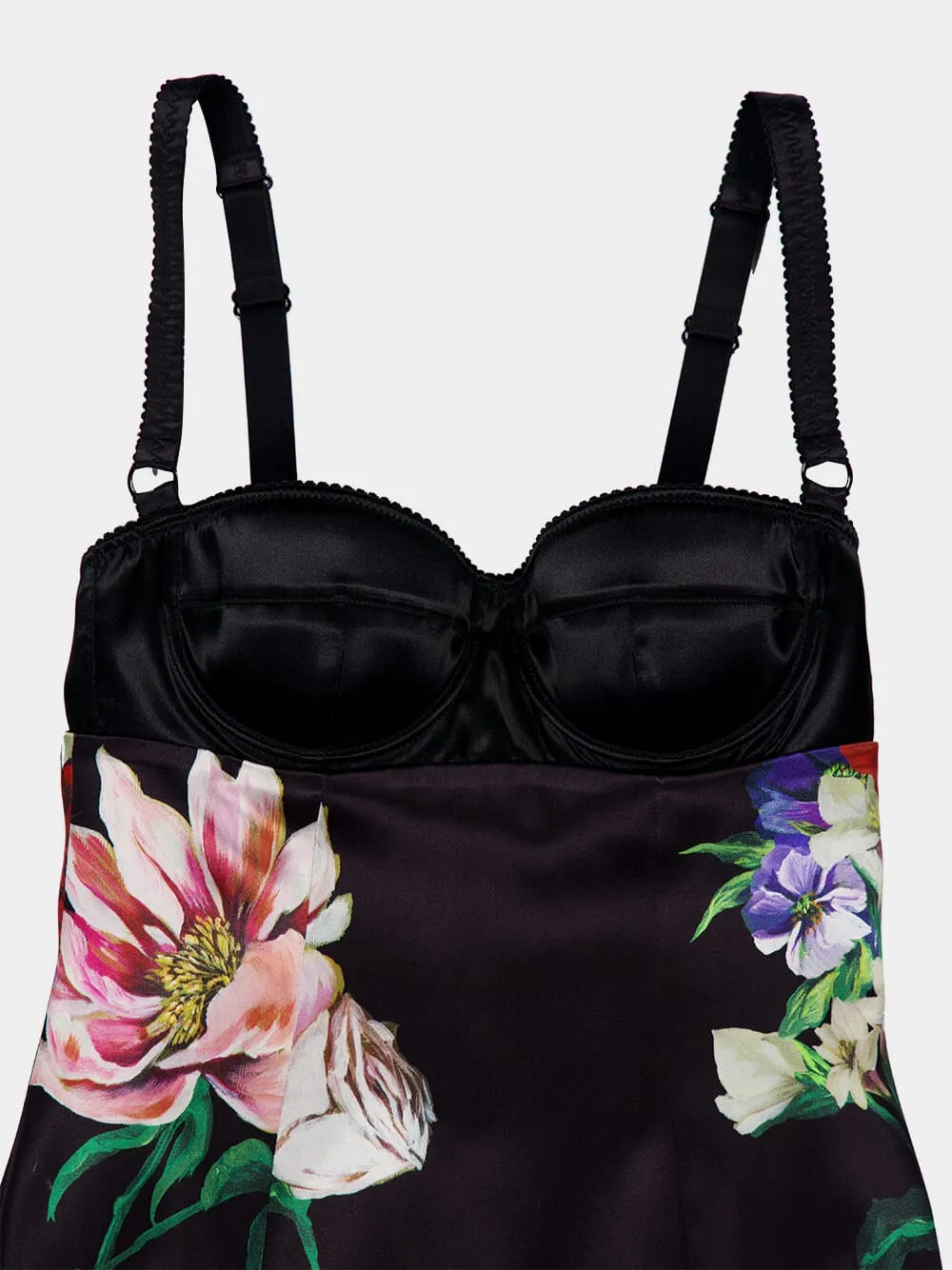 Black Floral Satin Slip Dress with Bra Detail sold by Fashion Clinic product image thumbnail 5