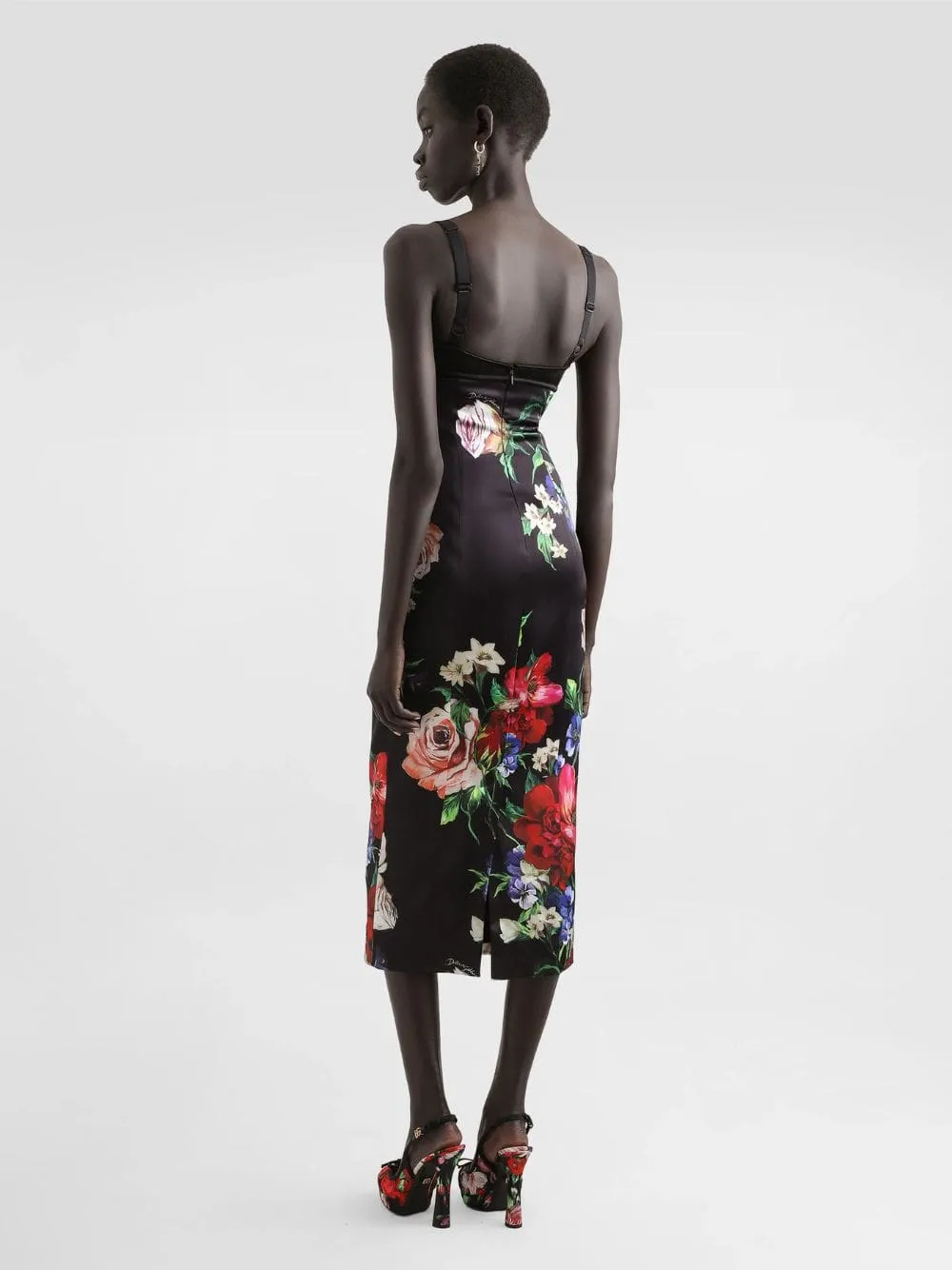 Black Floral Satin Slip Dress with Bra Detail sold by Fashion Clinic product image thumbnail 4