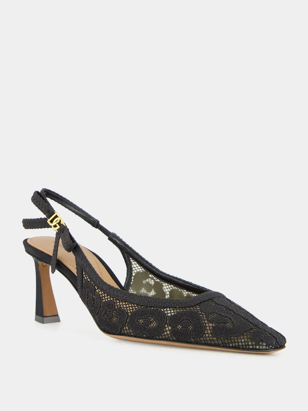 Black Lace Slingback Pumps sold by Fashion Clinic product image thumbnail 2