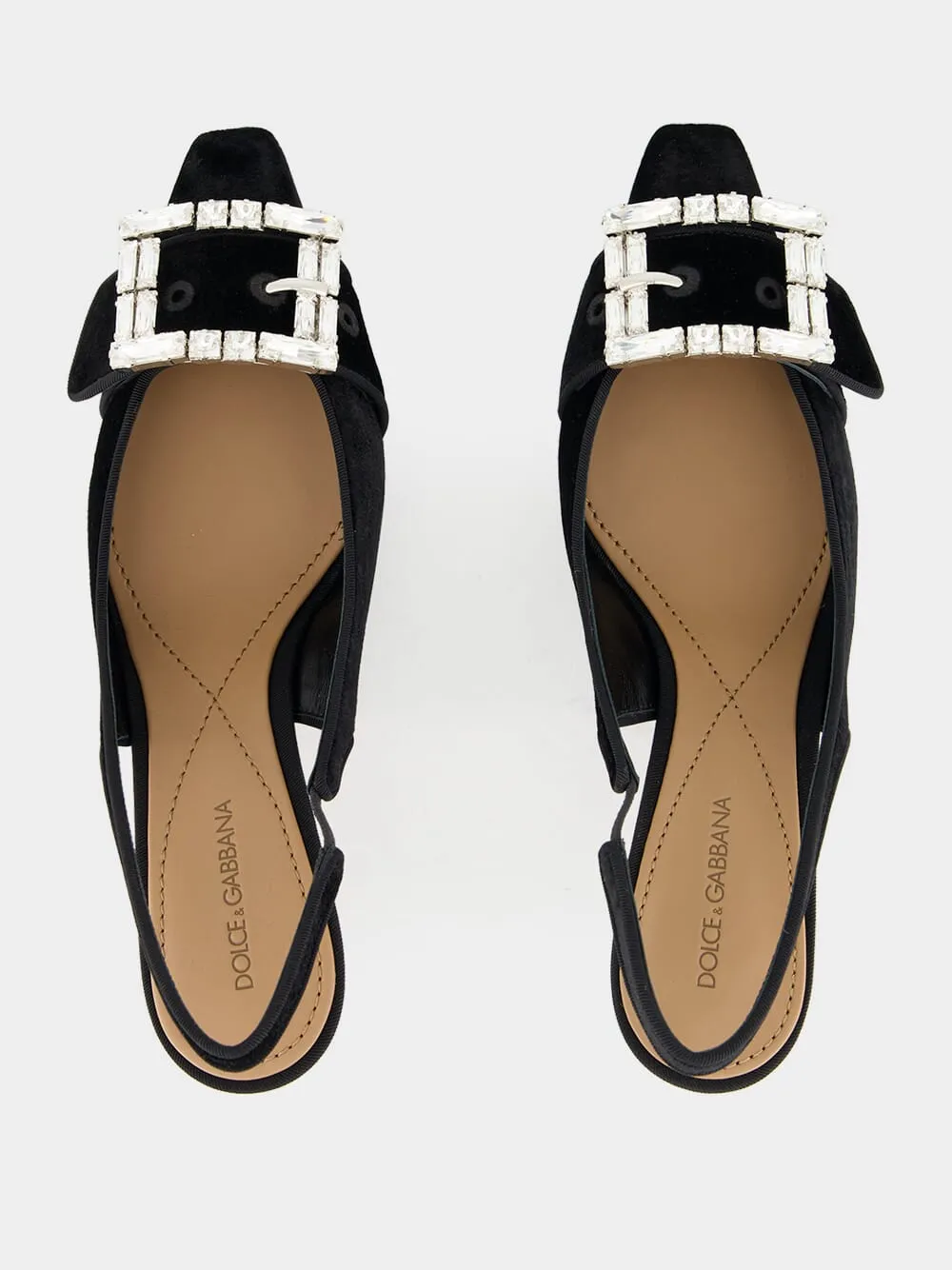 Black Velvet Slingbacks with Jeweled Buckle sold by Fashion Clinic product image thumbnail 4