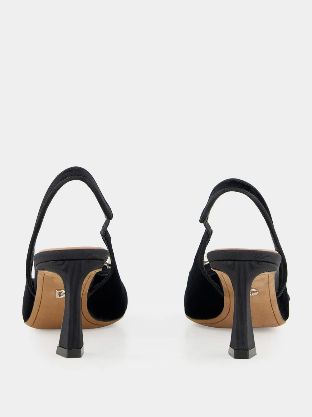 Black Velvet Slingbacks with Jeweled Buckle sold by Fashion Clinic product image thumbnail 5