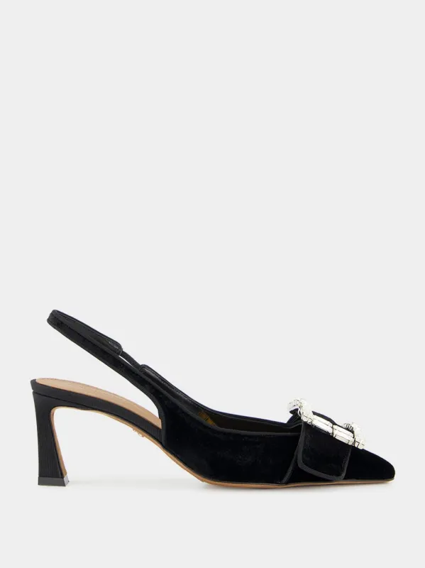 Black Velvet Slingbacks with Jeweled Buckle sold by Fashion Clinic