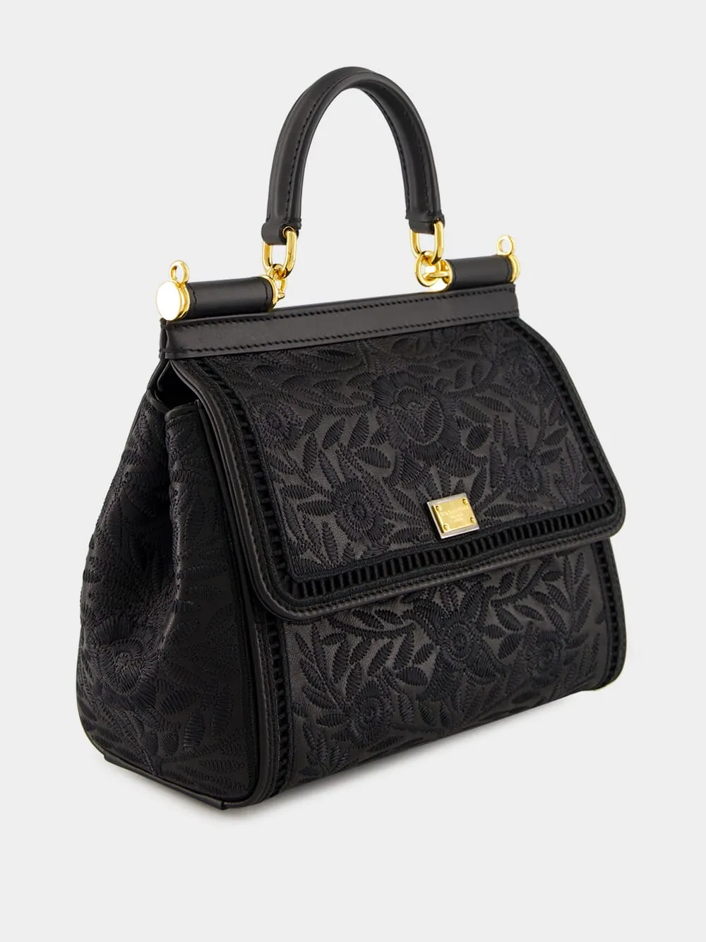 Black Medium Sicily Nappa Handbag sold by Fashion Clinic product image thumbnail 4