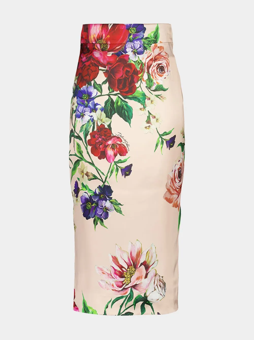 Pink Floral Viscose Midi Skirt sold by Fashion Clinic