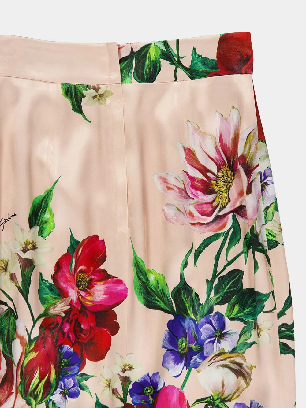 Pink Floral Viscose Midi Skirt sold by Fashion Clinic product image thumbnail 4