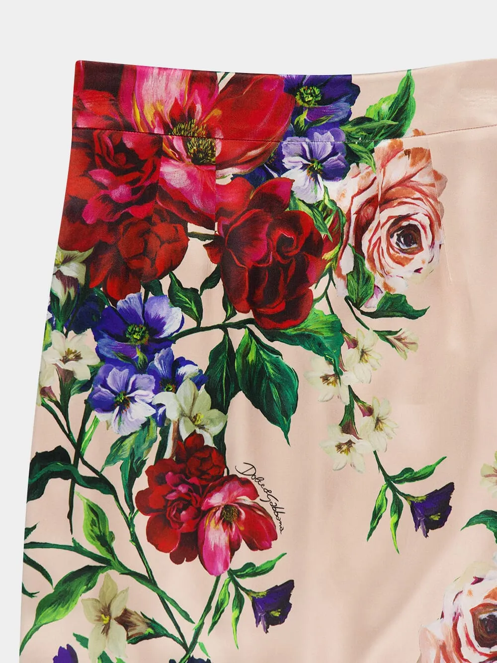 Pink Floral Viscose Midi Skirt sold by Fashion Clinic product image thumbnail 3