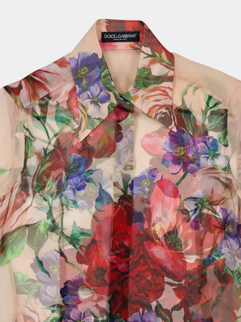 Pink Floral Chiffon Long-Sleeved Shirt sold by Fashion Clinic product image thumbnail 5