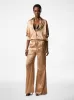 Pale Beige Silk Satin Relaxed Fit Shirt sold by Fashion Clinic