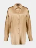 Pale Beige Silk Satin Relaxed Fit Shirt sold by Fashion Clinic
