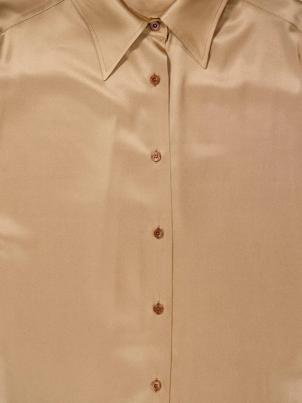 Pale Beige Silk Satin Relaxed Fit Shirt sold by Fashion Clinic product image thumbnail 5