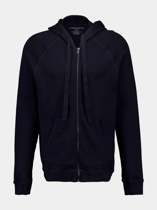 Marine Organic Cotton Zipped Hooded Sweatshirt made by Fashion Clinic