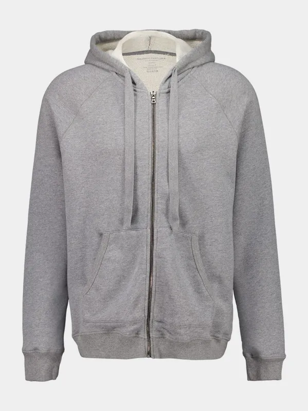 Grey Organic Cotton Zipped Hooded Sweatshirt sold by Fashion Clinic