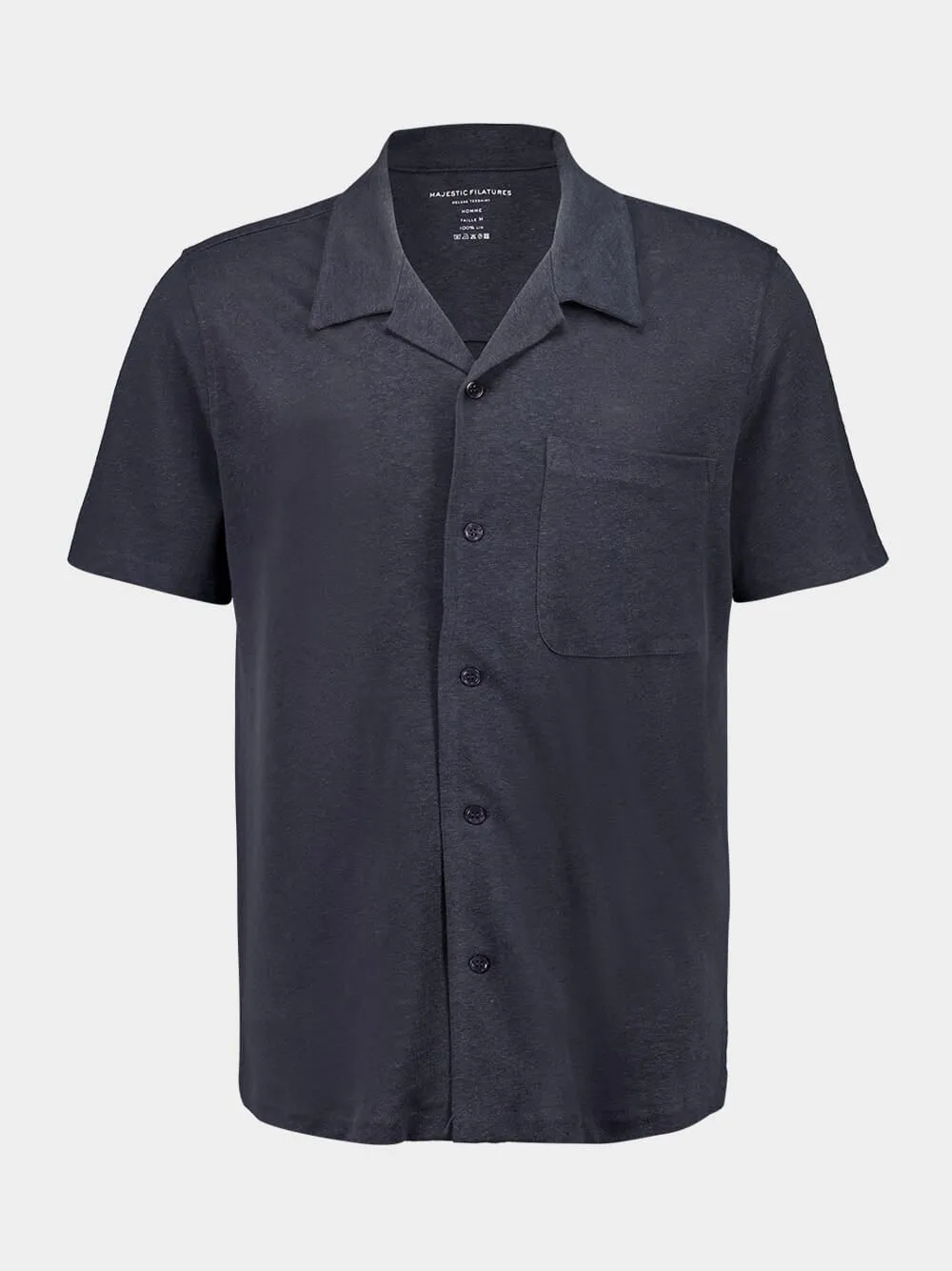 Dark Grey Linen Short Sleeve Shirt sold by Fashion Clinic