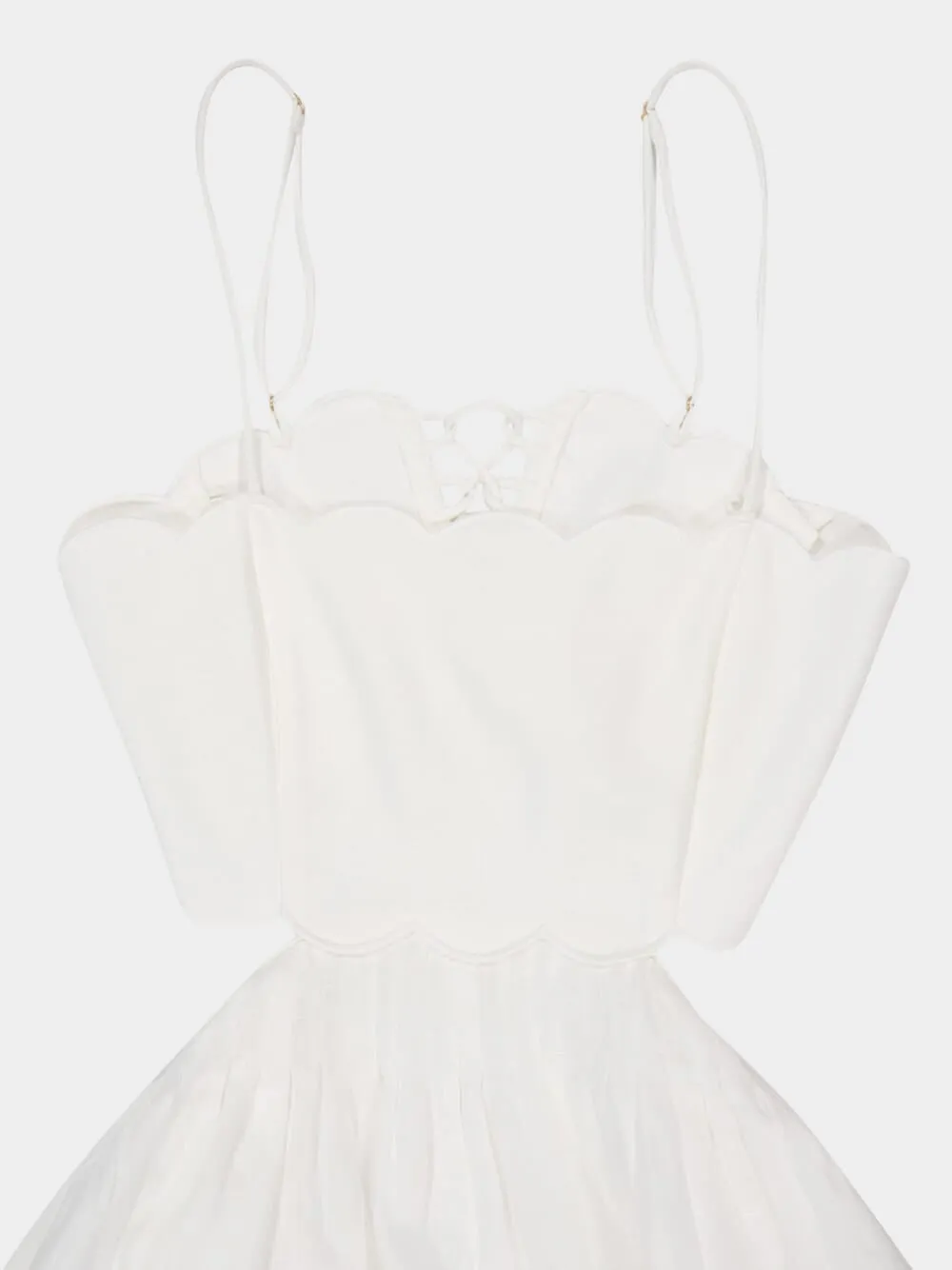 Ivory Scallop Linen Midi Dress with Straps sold by Fashion Clinic product image thumbnail 3