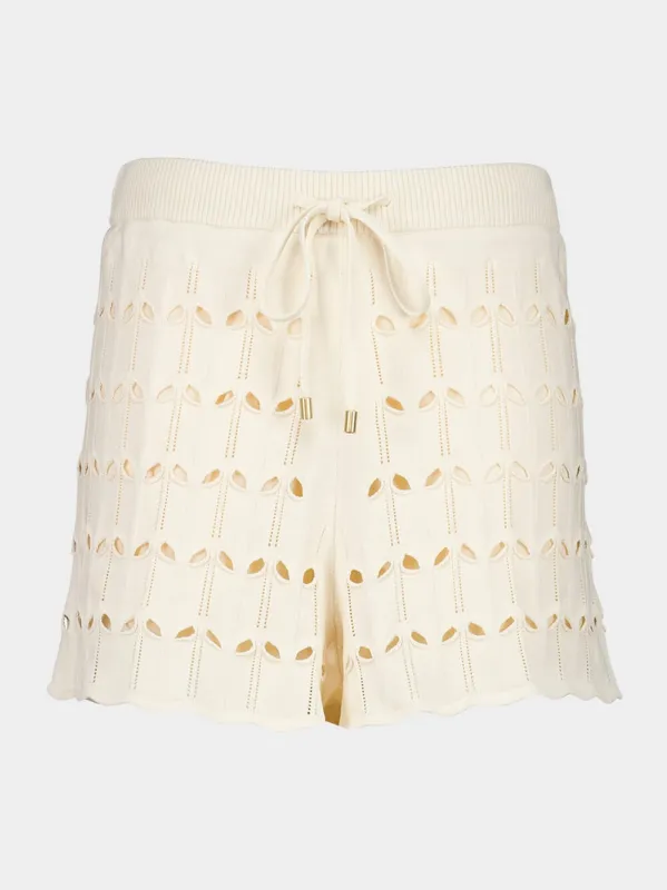 Cream Rhiannon Pointelle Shorts sold by Fashion Clinic