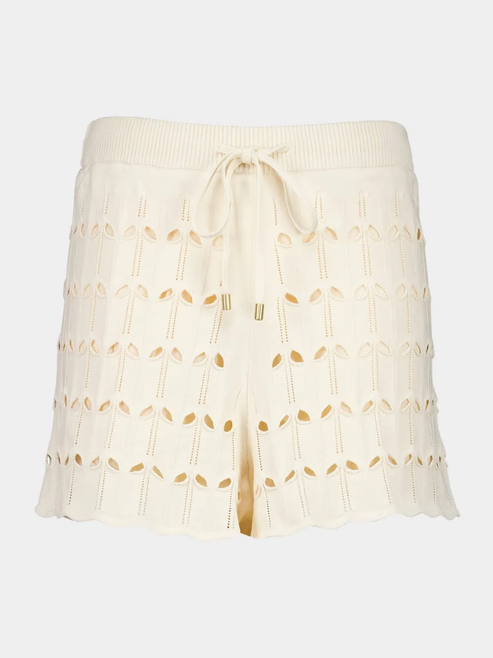 Cream Rhiannon Pointelle Shorts sold by Fashion Clinic