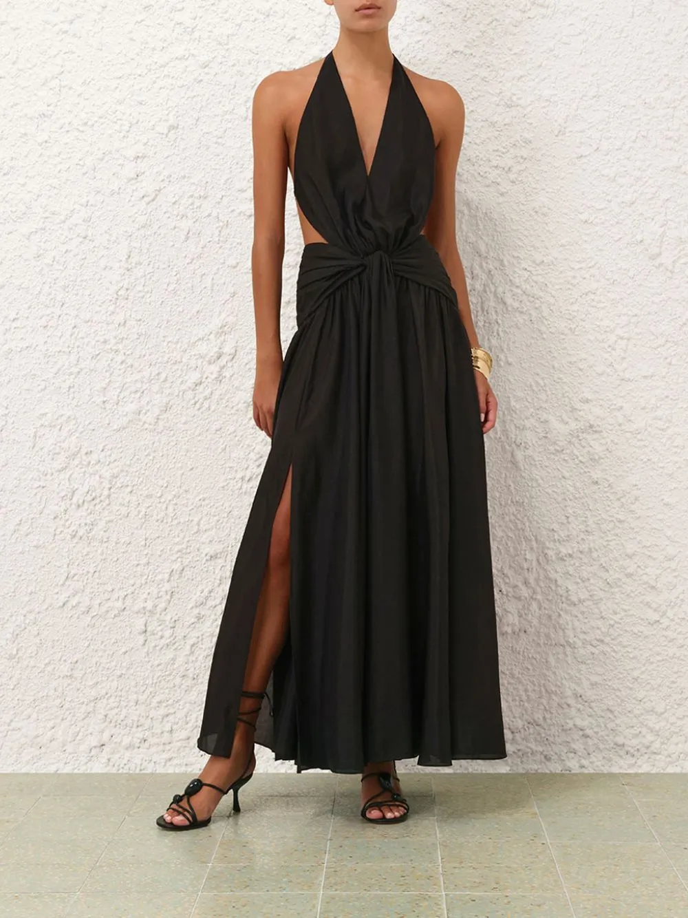 Black Rhiannon Plunge Halter Maxi Dress sold by Fashion Clinic product image thumbnail 5