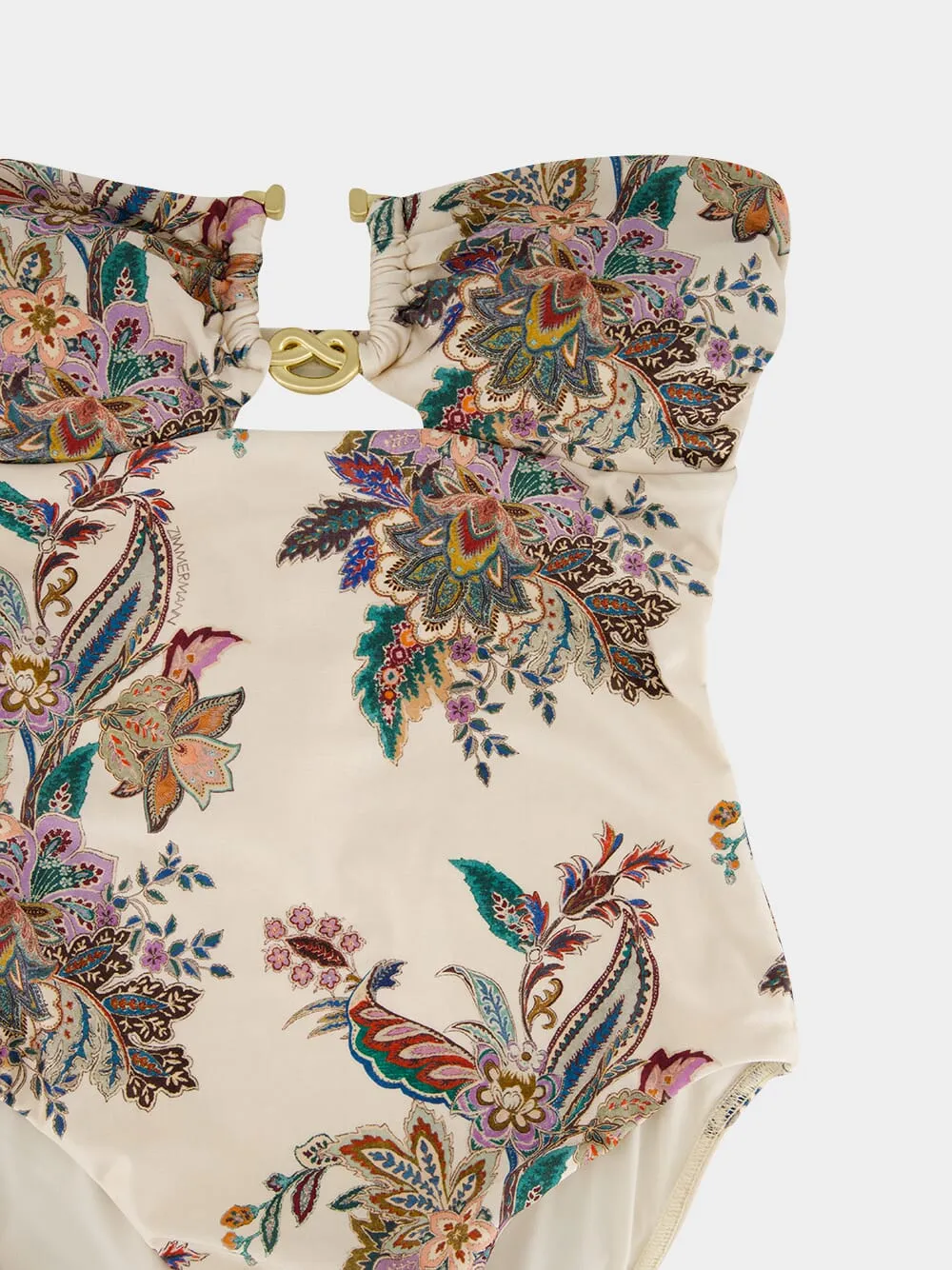 Cream Multi Paisley Rhiannon Knot Trim One-Piece Swimsuit sold by Fashion Clinic product image thumbnail 5