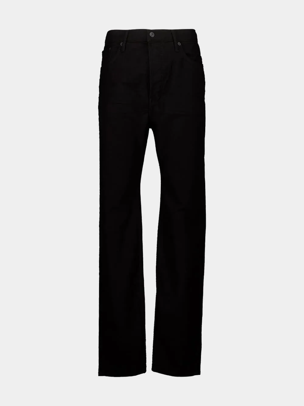 Black Cotton Blend Straight-Leg Jeans sold by Fashion Clinic