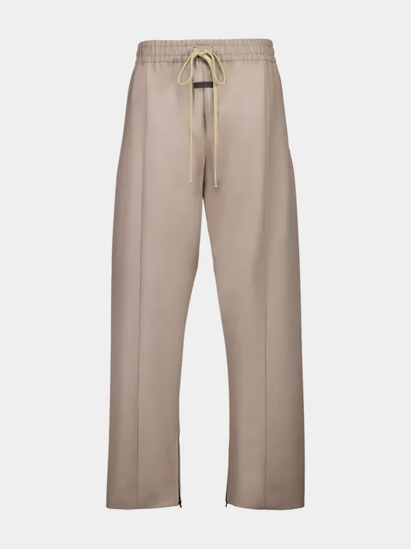 Dusty Beige Wool Center Seam Track Pants sold by Fashion Clinic