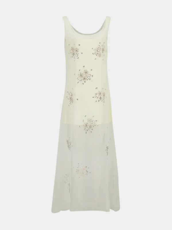 Ivory Sleeveless Midi Dress in Acetate sold by Fashion Clinic